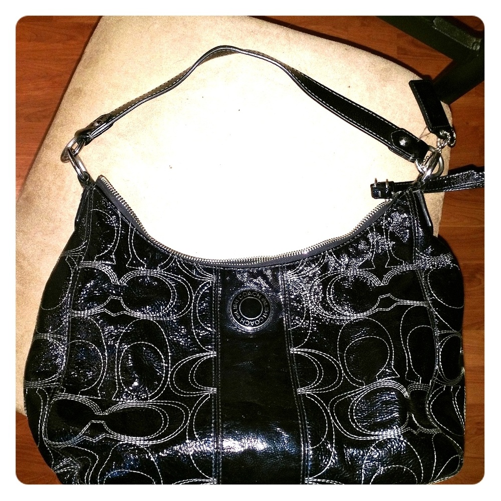 Black patent Coach shoulder bag